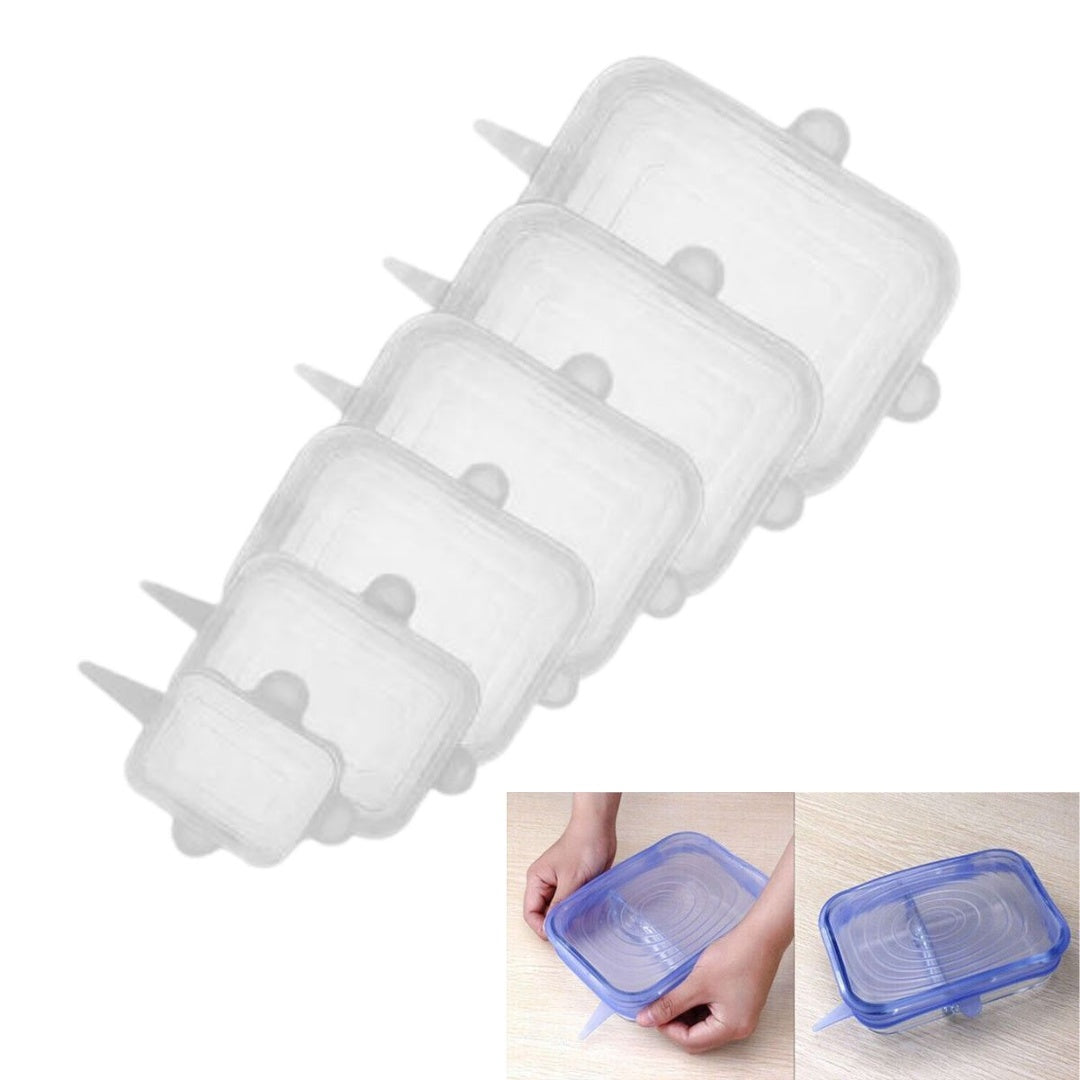 Tapas Tupper De Silicona Adaptables Reutilizables Pack 6 Unidades