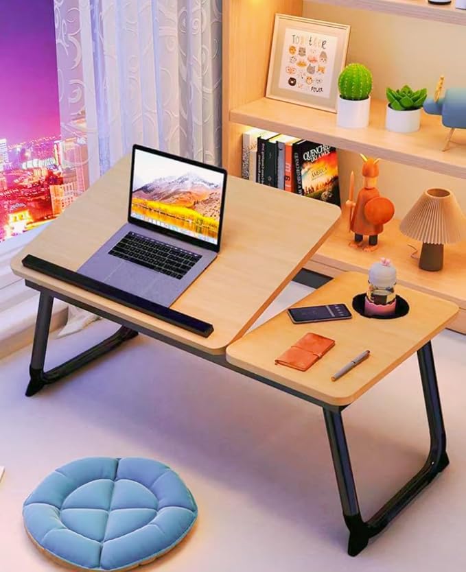 Mesa De Cama Estudio Trabajo Laptop Plegable Reclinable Con Porta Vaso Premium