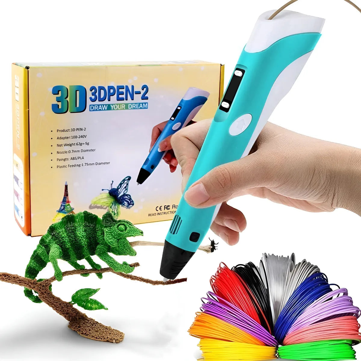 Lapiz Lapicera Impresora 3D + Filamento Dibujos Niños Premium