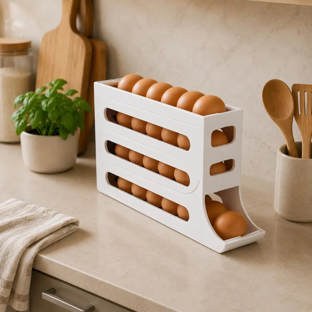 Organizador Dispensador De Huevos 4 Niveles Premium