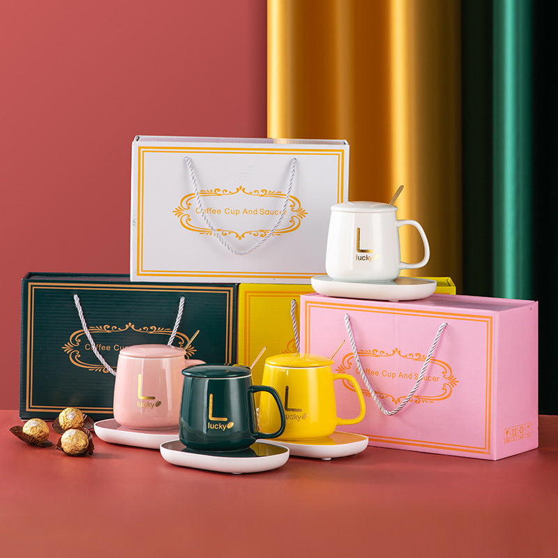 Taza Ceramica Lucky Con Base Calentador Inteligente [PREMIUM]