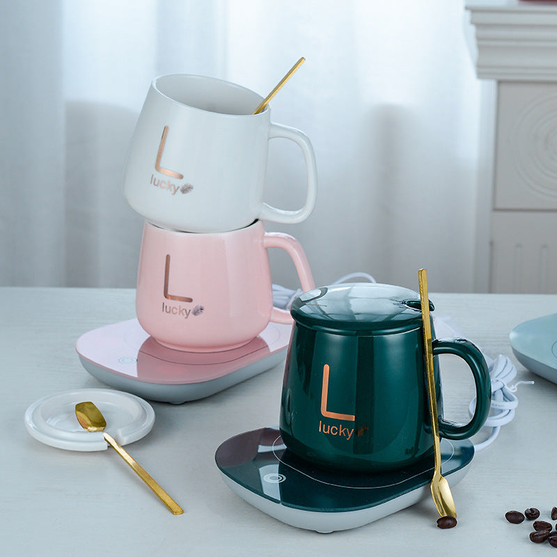 Taza Ceramica Lucky Con Base Calentador Inteligente [PREMIUM]