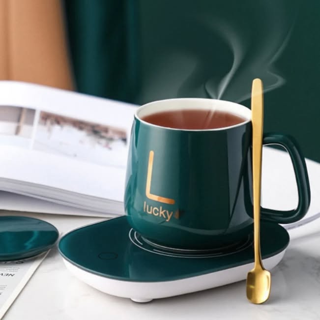 Taza Ceramica Lucky Con Base Calentador Inteligente [PREMIUM]