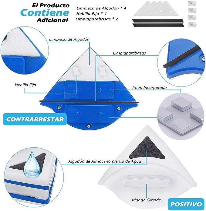 Limpia Vidrios Magnetico Triangular Glass Cleaner