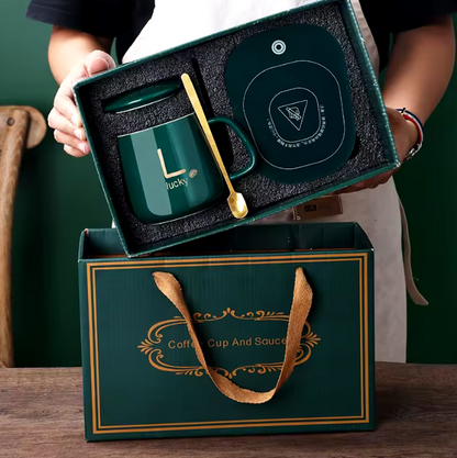 Taza Ceramica Lucky Con Base Calentador Inteligente [PREMIUM]