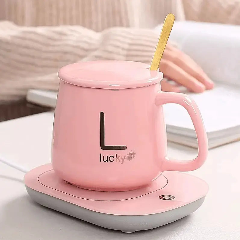 Taza Ceramica Lucky Con Base Calentador Inteligente [PREMIUM]