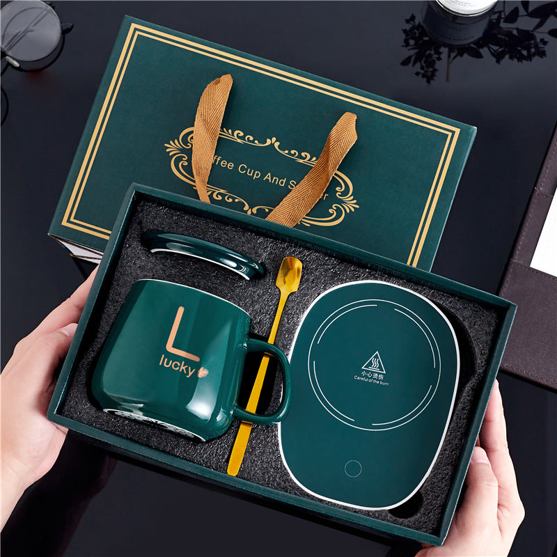 Taza Ceramica Lucky Con Base Calentador Inteligente [PREMIUM]